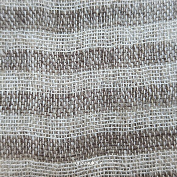 Linen Scarf Tan & Brown Stripe - Picture 3 of 7